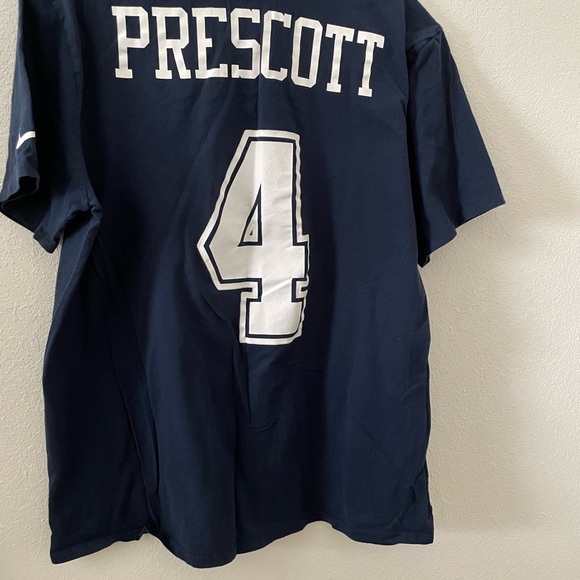 DALLAS COWBOYS PRESCOTT NIKE NAVY TEAM PLAYER NAME & NUMBER T-SHIRT - Picture 4 of 4